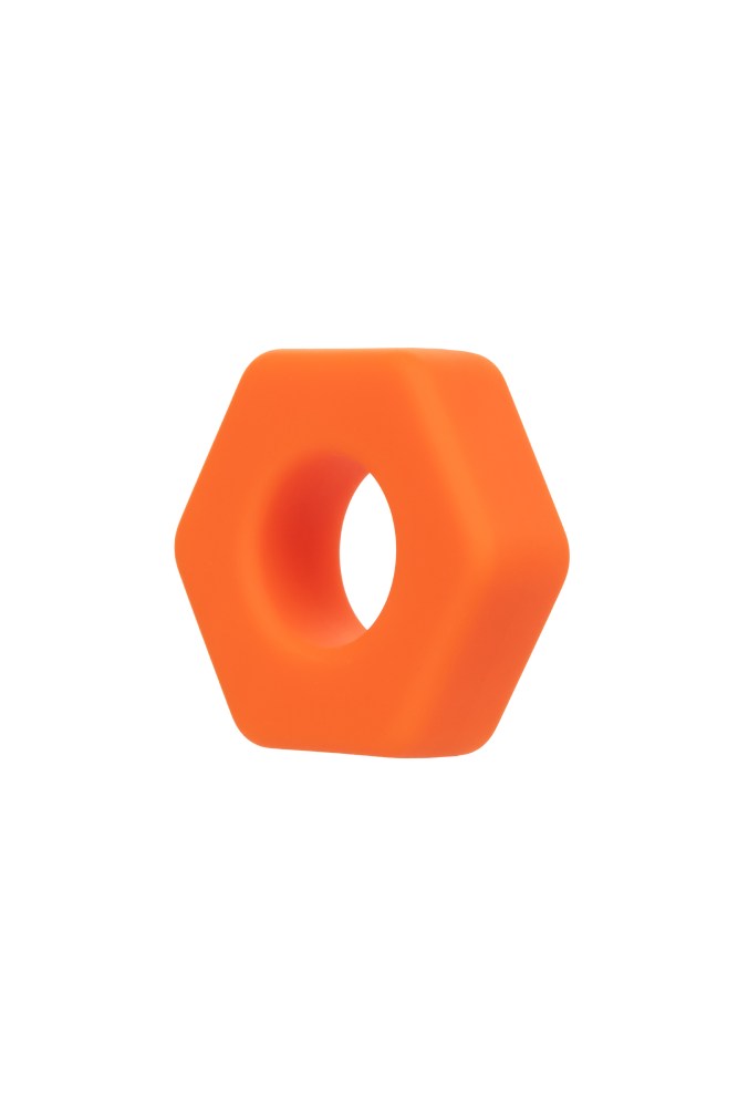 Cal Exotics - Alpha - Liquid Silicone Prolong Sexagon Cock Ring - Orange - Stag Shop