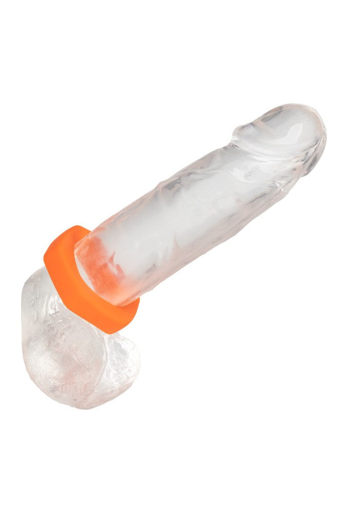 Cal Exotics - Alpha - Liquid Silicone Prolong Sexagon Cock Ring - Orange - Stag Shop