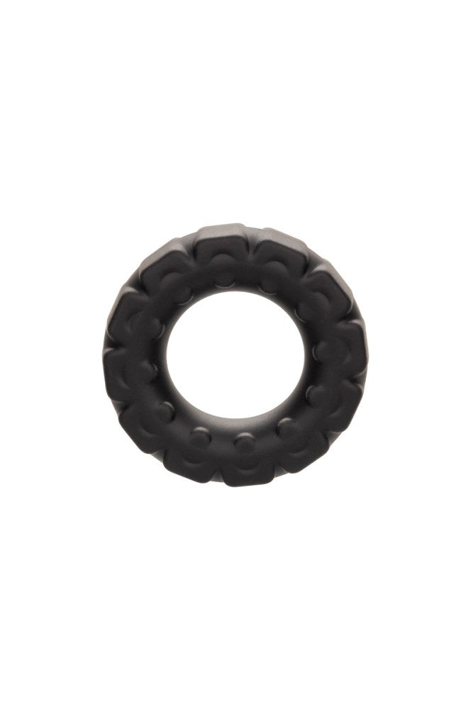 Cal Exotics - Alpha - Liquid Silicone Prolong Tread Cock Ring - Black - Stag Shop