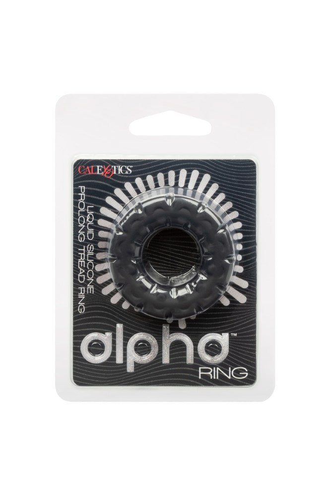 Cal Exotics - Alpha - Liquid Silicone Prolong Tread Cock Ring - Black - Stag Shop