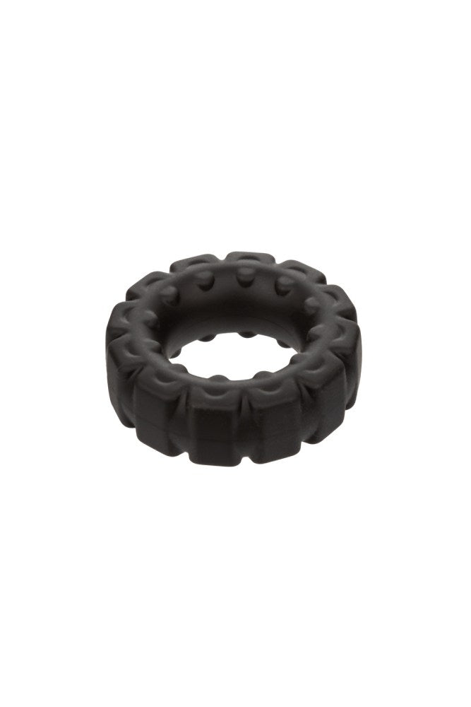Cal Exotics - Alpha - Liquid Silicone Prolong Tread Cock Ring - Black - Stag Shop