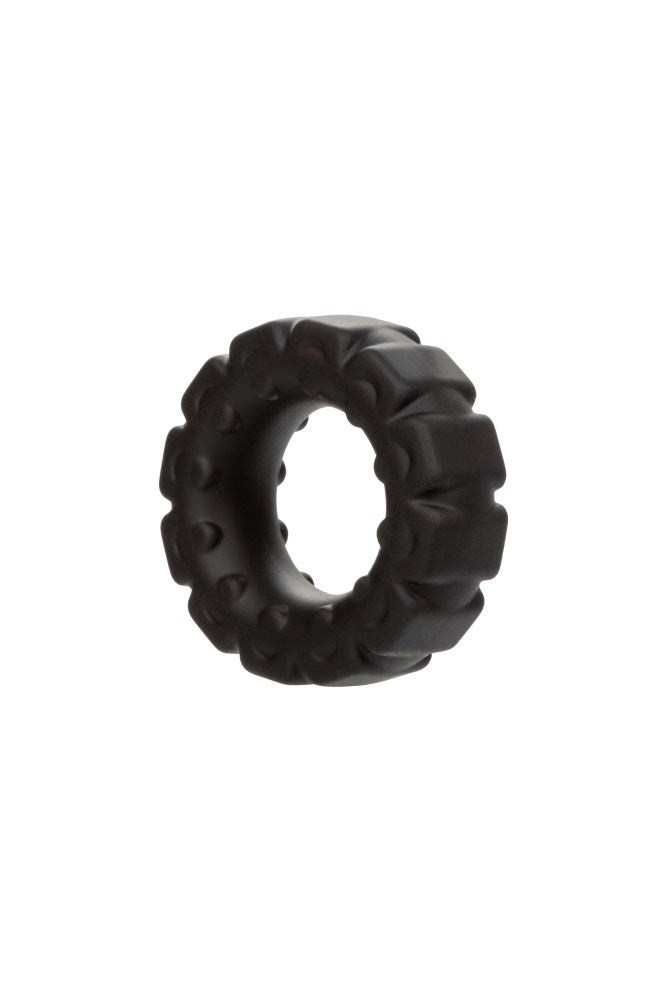 Cal Exotics - Alpha - Liquid Silicone Prolong Tread Cock Ring - Black - Stag Shop