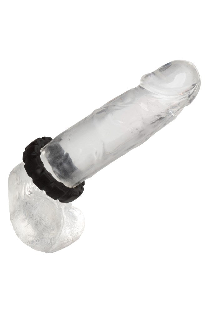 Cal Exotics - Alpha - Liquid Silicone Prolong Tread Cock Ring - Black - Stag Shop