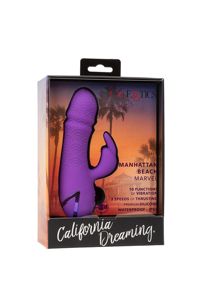 Cal Exotics - California Dreaming - Manhattan Beach Marvel Thrusting Rabbit Vibrator - Purple - Stag Shop