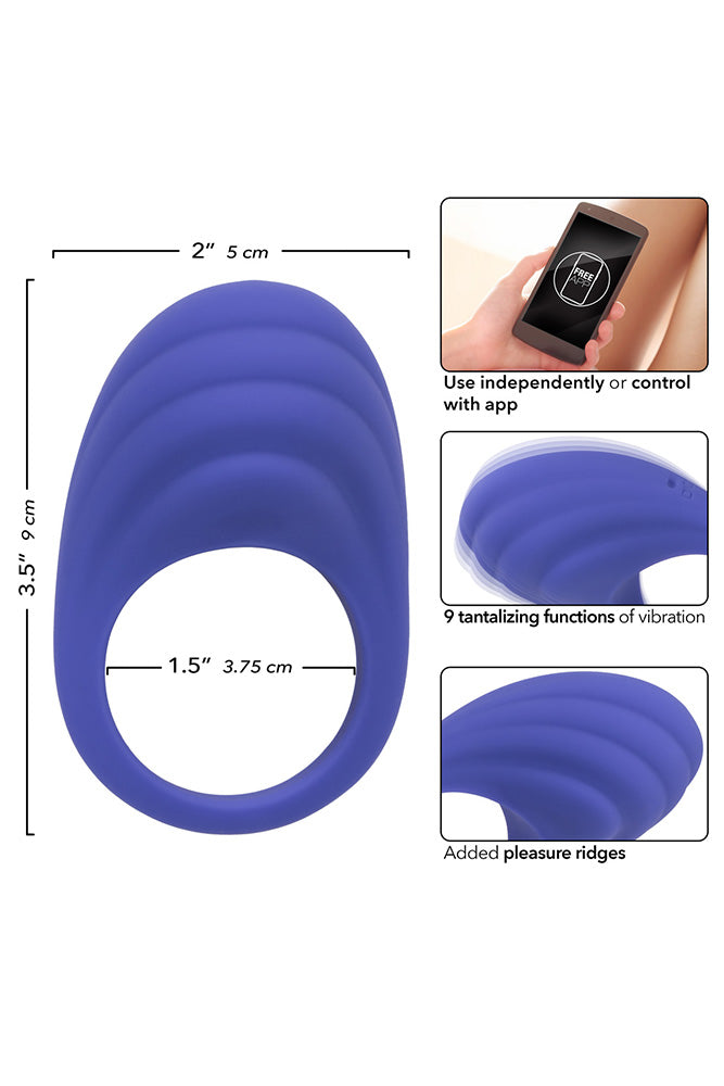 Cal Exotics - Connect - Couples Ring Vibrating Cock Ring With App Control - Blue - Stag Shop