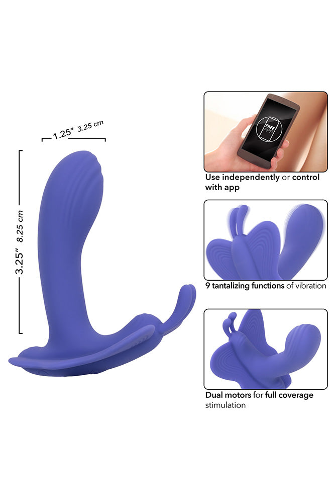 Cal Exotics - Connect - Venus Butterfly Wearable Vibrator With App Control - Blue - Stag Shop