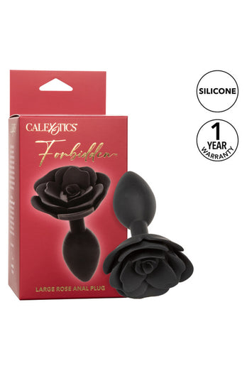 Cal Exotics - Forbidden - Large Rose Silicone Anal Plug - Black - Stag Shop
