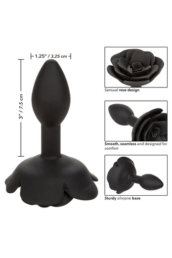 Cal Exotics - Forbidden - Small Rose Silicone Anal Plug - Black - Stag Shop