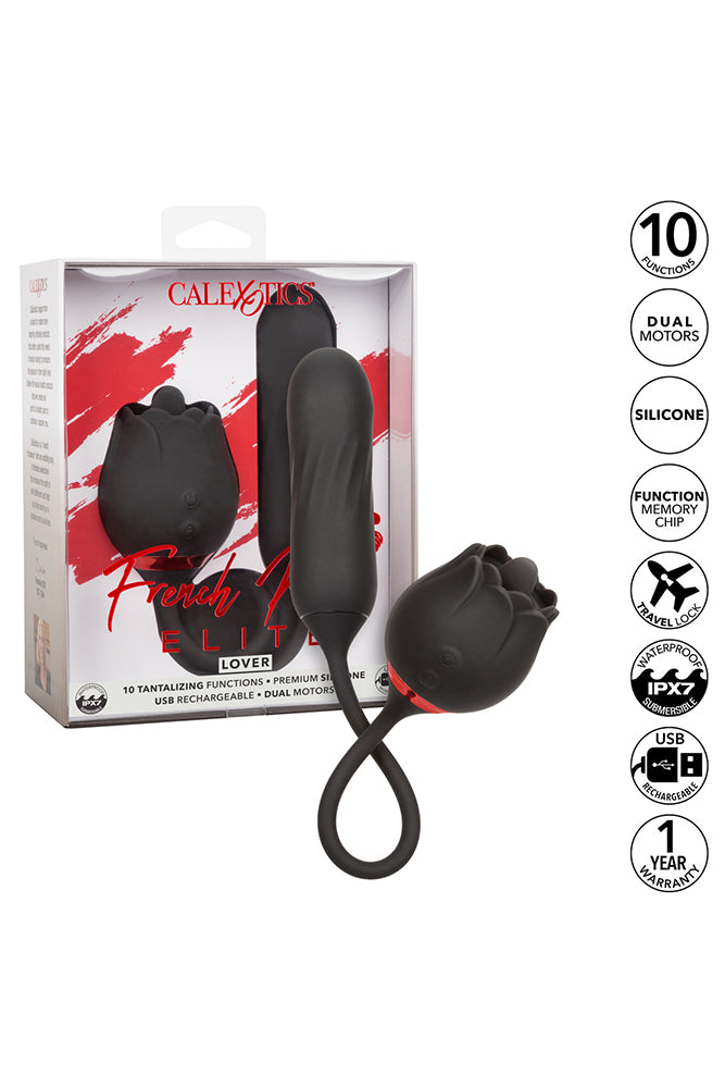 Cal Exotics - French Kiss - Elite Lover Flickering and Rotating Vibrator - Black - Stag Shop