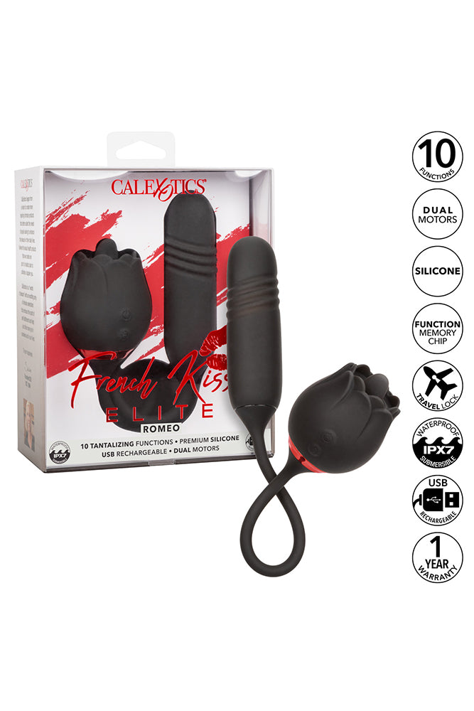 Cal Exotics - French Kiss - Romeo Lover Flickering and Thrusting Vibrator - Black - Stag Shop