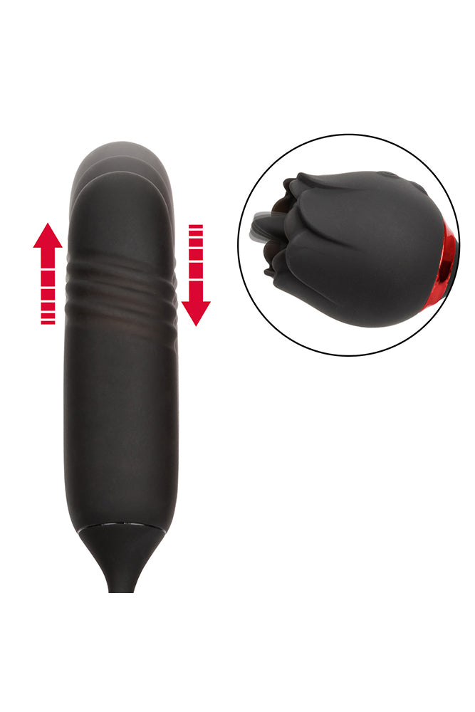 Cal Exotics - French Kiss - Romeo Lover Flickering and Thrusting Vibrator - Black - Stag Shop