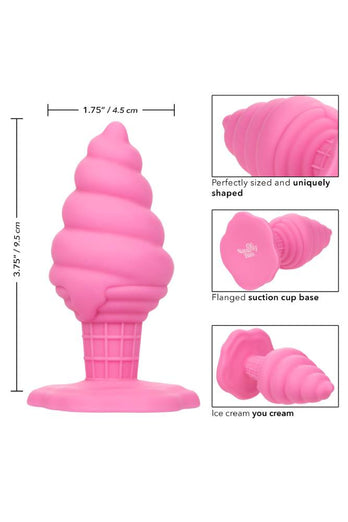 Cal Exotics - Naughty Bits - Yum Bum Ice Cream Cone Butt Plug - Pink - Stag Shop