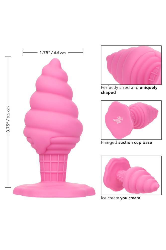 Cal Exotics - Naughty Bits - Yum Bum Ice Cream Cone Butt Plug - Pink - Stag Shop