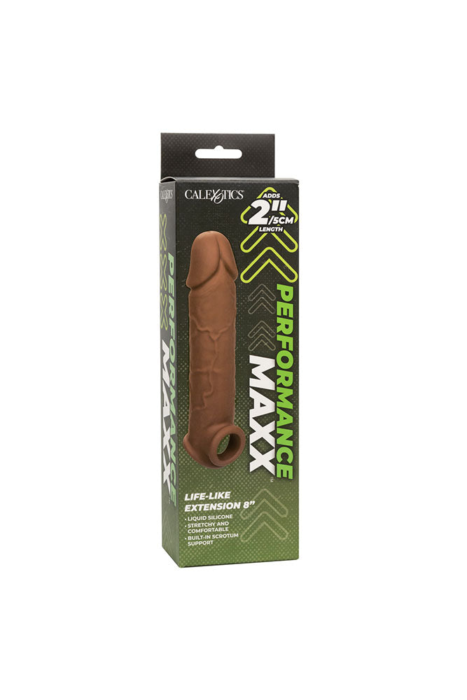 Cal Exotics -  Performance Maxx - Life-Like Penis Extension 8” - Brown - Stag Shop