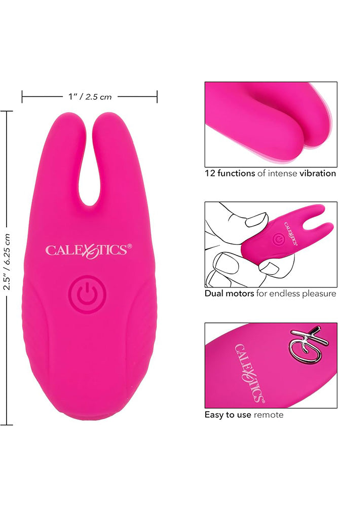 Cal Exotics - Silicone Remote Vibrating Nipple Clamps - Pink - Stag Shop