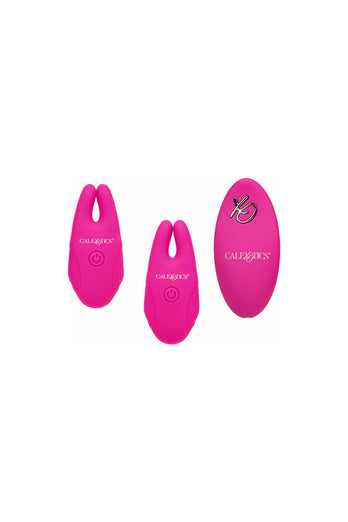 Cal Exotics - Silicone Remote Vibrating Nipple Clamps - Pink - Stag Shop