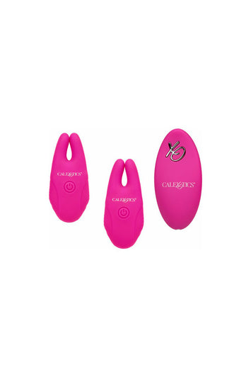 Cal Exotics - Silicone Remote Vibrating Nipple Clamps - Pink - Stag Shop