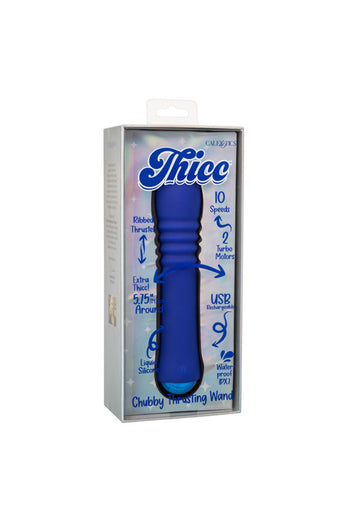 Cal Exotics - Thicc - Chubby Thrusting Wand Vibrator - Blue - Stag Shop