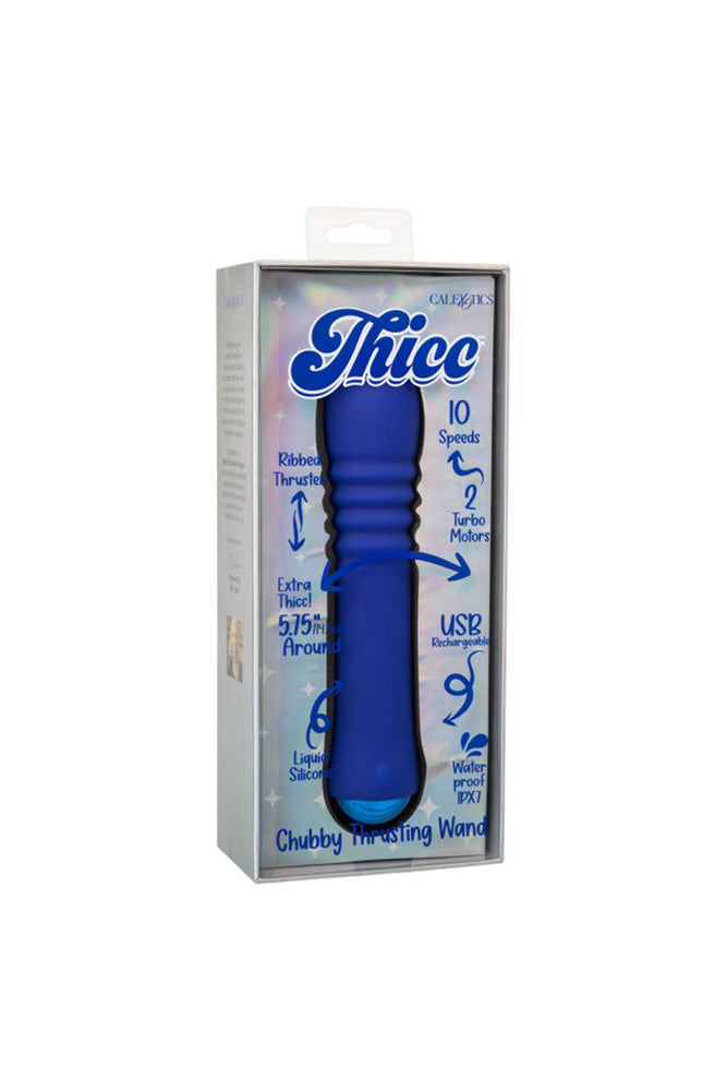 Cal Exotics - Thicc - Chubby Thrusting Wand Vibrator - Blue - Stag Shop