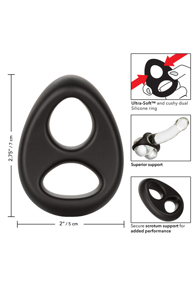 Cal Exotics - Ultra Soft Dual Cock Ring - Black - Stag Shop