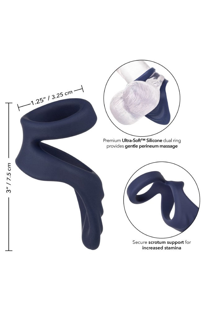 Cal Exotics - Viceroy - Perineum Dual Cock Ring - Blue - Stag Shop