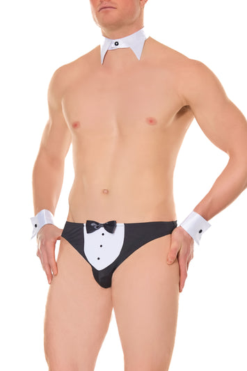 Coquette - 24703 - Men's Tuxedo Thong, Cuff & Collar Set - Stag Shop