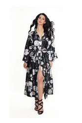 Coquette - Long Kimono - Black/Floral - OS - Stag Shop