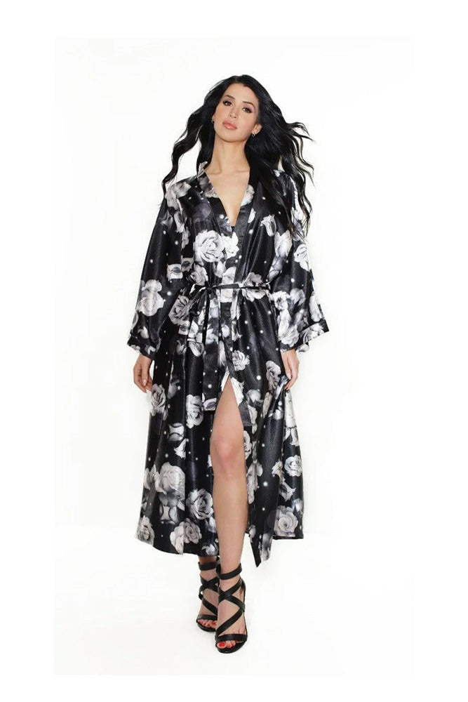 Coquette - Long Kimono - Black/Floral - OS - Stag Shop