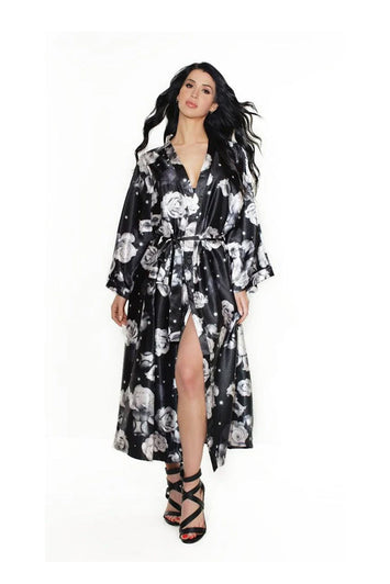 Coquette - Long Kimono - Black/Floral - OS - Stag Shop