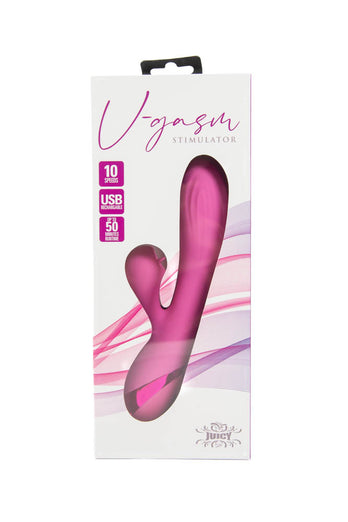 Cousins Group - Juicy - V-Gasm Dual Vibrator With Flickering Stimulator - Pink - Stag Shop