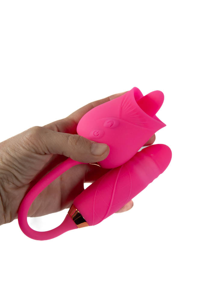 Pink Pussycat - Licking Rose With Thrusting Vibrator - Pink - Stag Shop