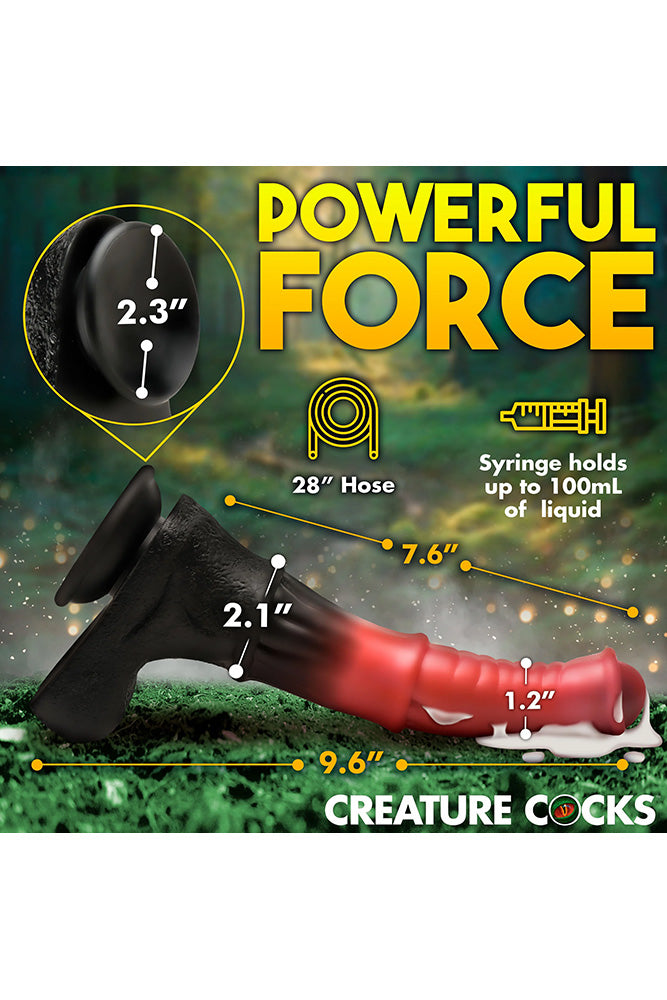 XR Brands - Creature Cocks - Centaur Explosion Squirting Silicone Dildo - Black/Peach - Stag Shop