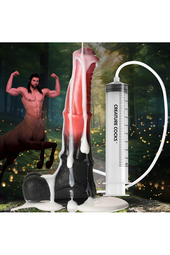XR Brands - Creature Cocks - Centaur Explosion Squirting Silicone Dildo - Black/Peach - Stag Shop