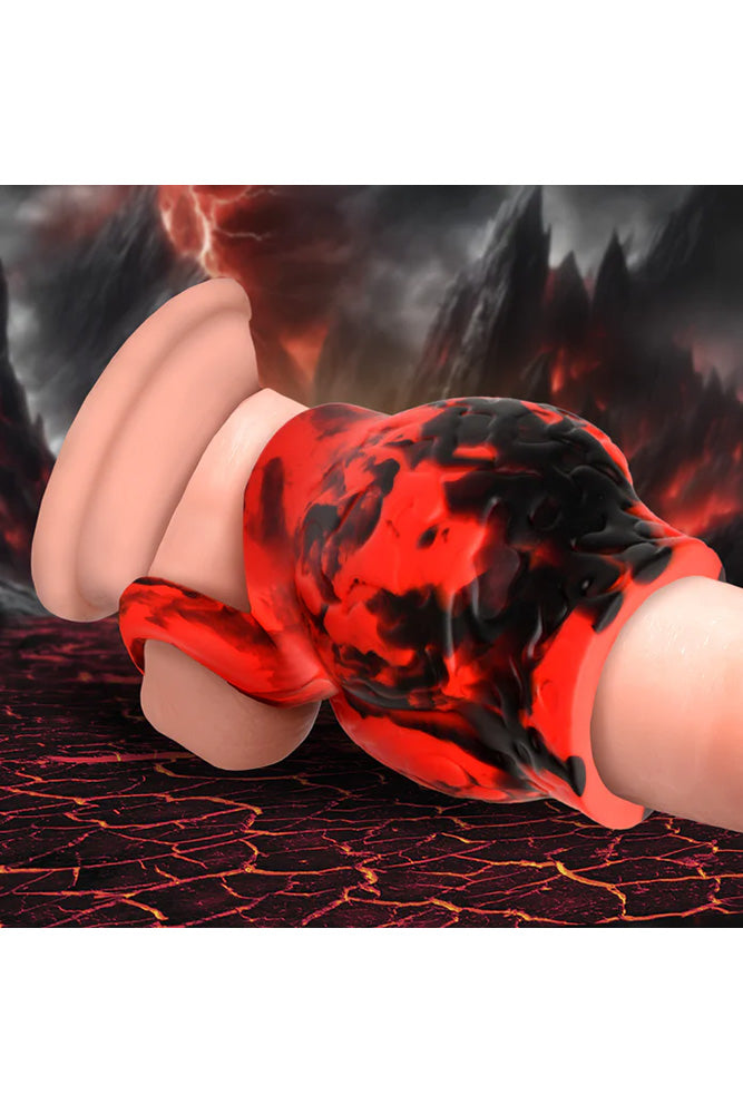 XR Brands - Creature Cocks - Hell Hound Silicone Penis Sleeve & Ball Stretcher - Stag Shop