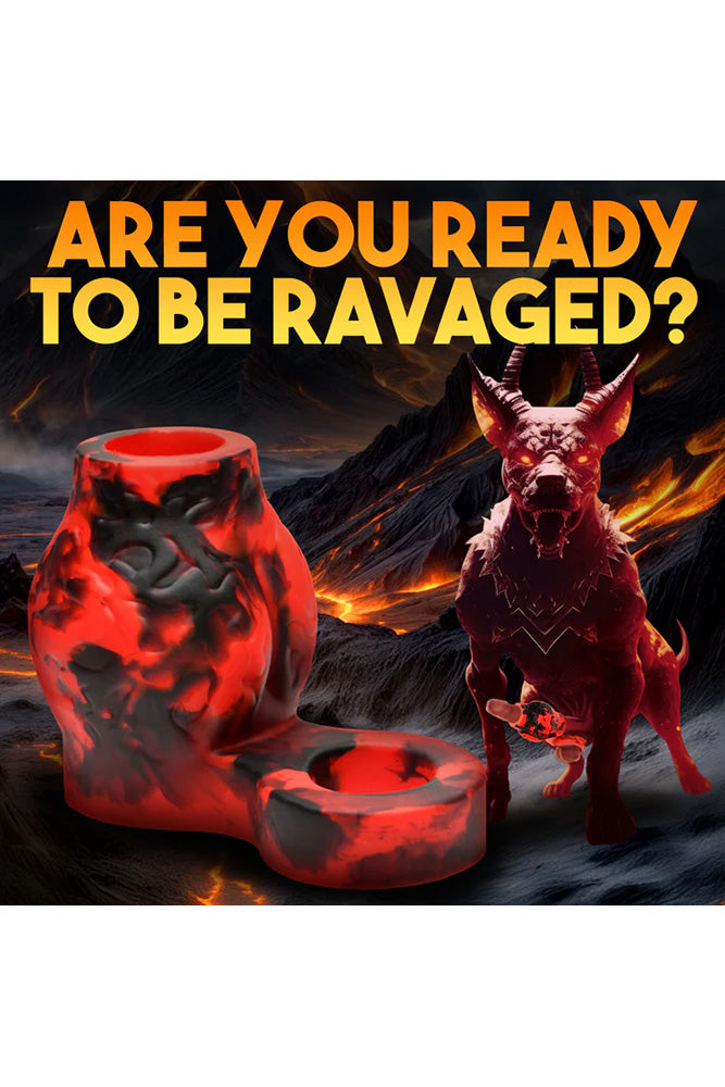 XR Brands - Creature Cocks - Hell Hound Silicone Penis Sleeve & Ball Stretcher - Stag Shop
