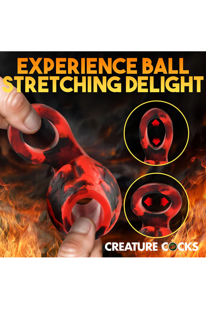 XR Brands - Creature Cocks - Hell Hound Silicone Penis Sleeve & Ball Stretcher - Stag Shop