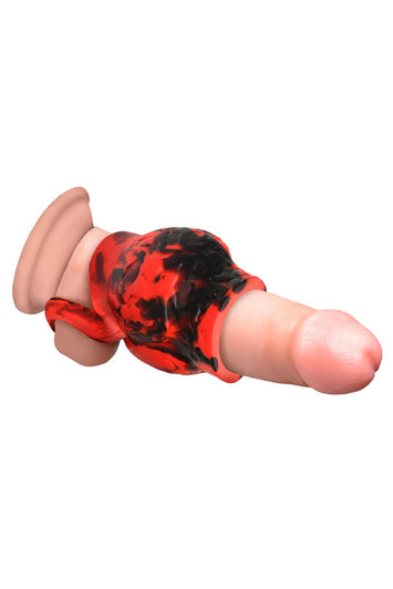 XR Brands - Creature Cocks - Hell Hound Silicone Penis Sleeve & Ball Stretcher - Stag Shop