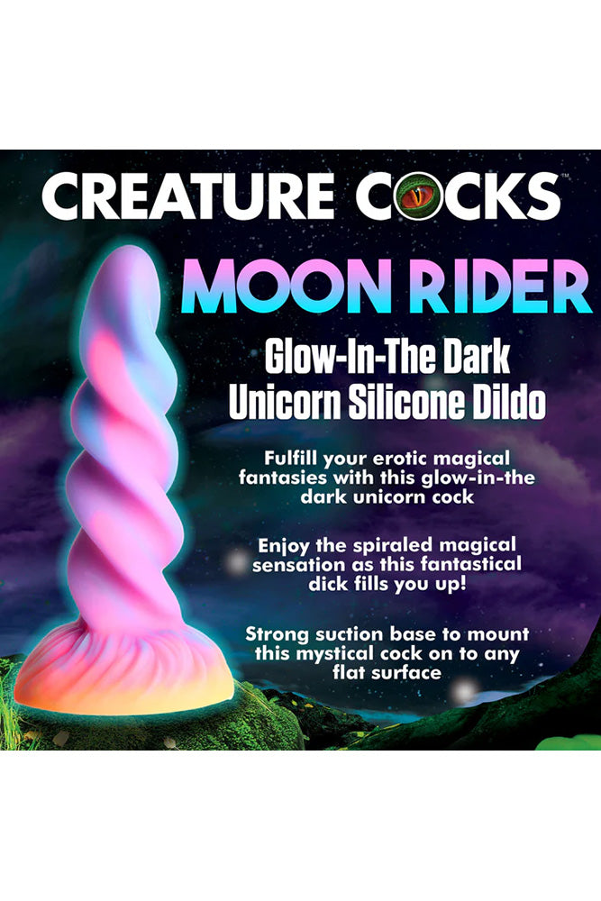 XR Brands - Creature Cocks - Moon Rider Glow-In-The-Dark Silicone Dildo - Stag Shop