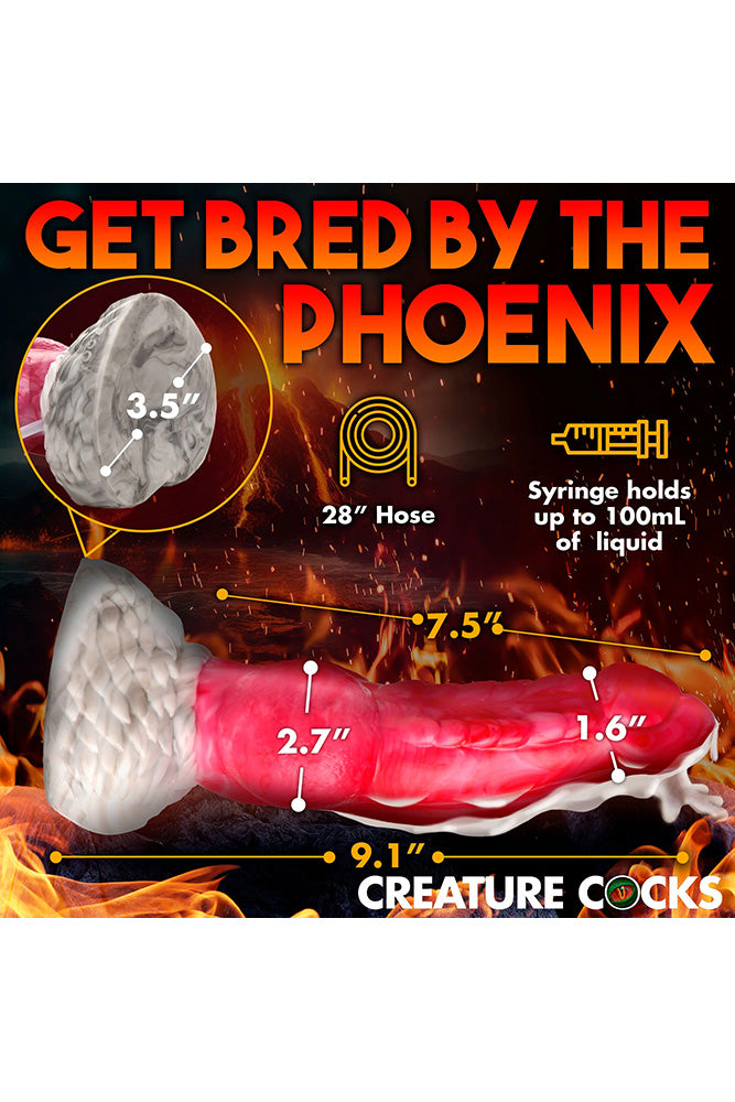 XR Brand - Creature Cocks - Resurrector Phoenix Squirting Silicone Dildo - Red/White - Stag Shop