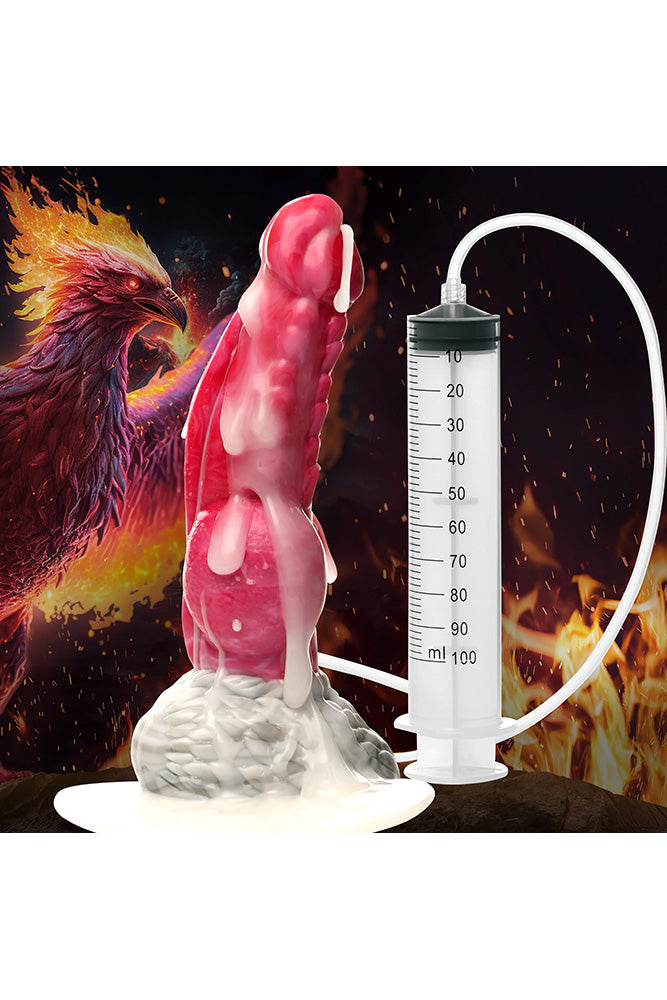 XR Brand - Creature Cocks - Resurrector Phoenix Squirting Silicone Dildo - Red/White - Stag Shop