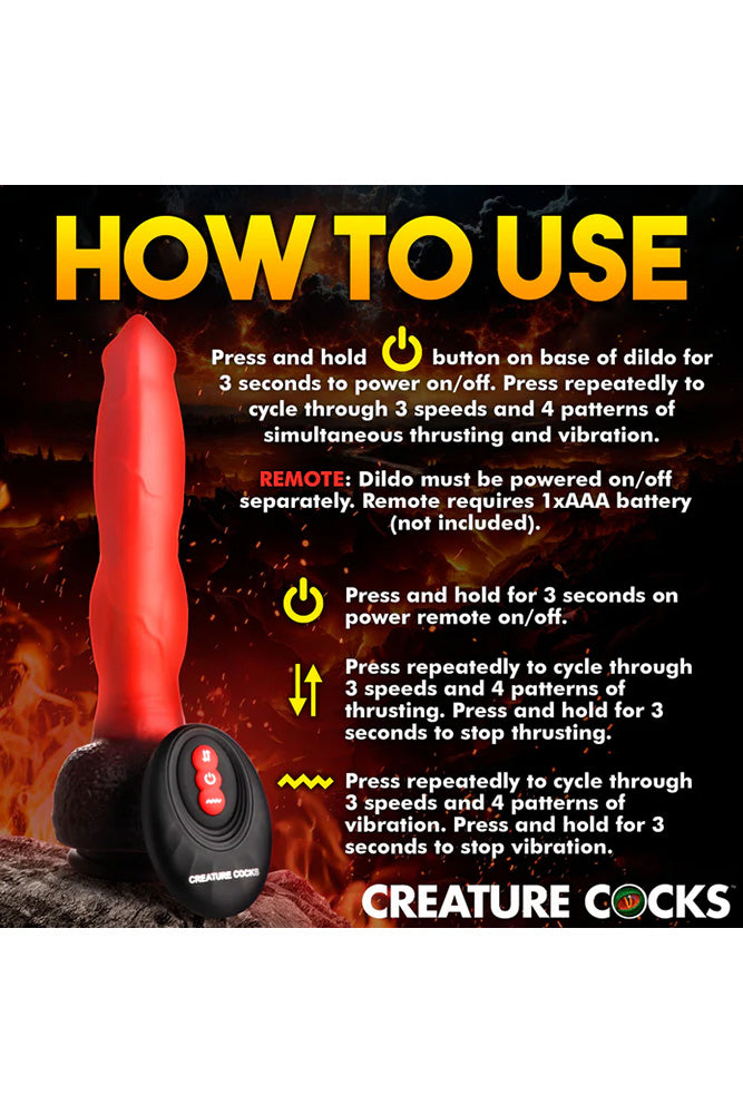 XR Brands - Creature Cocks - Ramming Hound Thrusting & Vibrating Silicone Dildo - Stag Shop