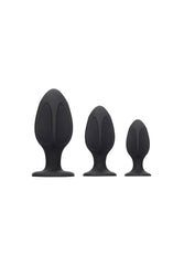 Ouch by Shots Toys - Diamond Shape Butt Plug Set - Black - Stag Shop