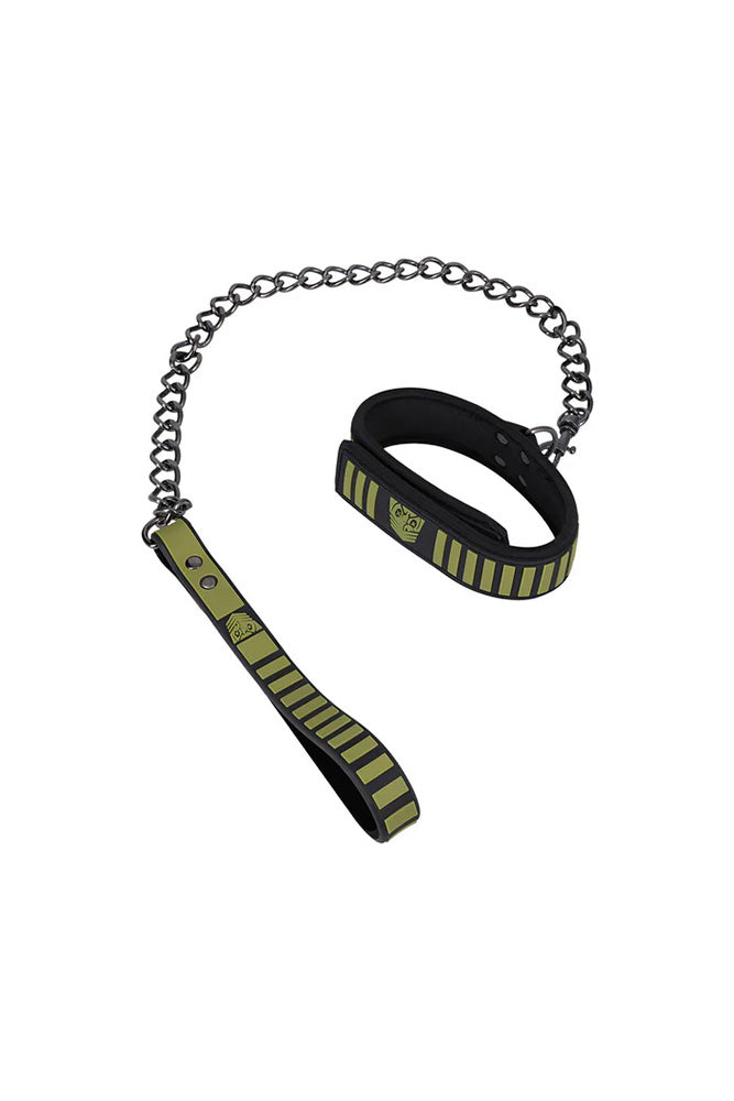 Doc Johnson - Fort Troff - Tactical Collar & Leash - Black/Green - Stag Shop