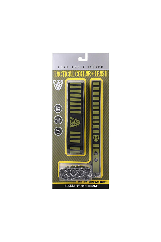 Doc Johnson - Fort Troff - Tactical Collar & Leash - Black/Green - Stag Shop