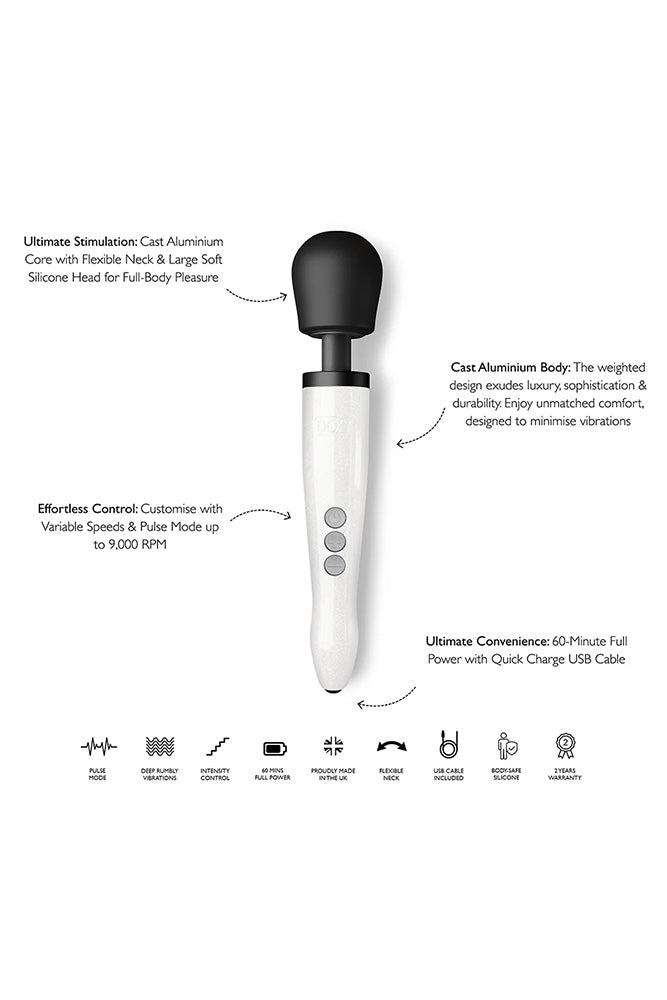 Doxy - Die Cast R Rechargeable Wand Vibrator - Stardust White - Stag Shop