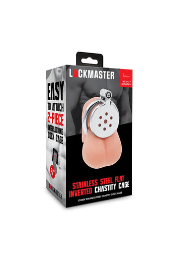 Electric Eel - Lockmaster - Stainless Steel Flat Inverted Chastity Cage - Stag Shop