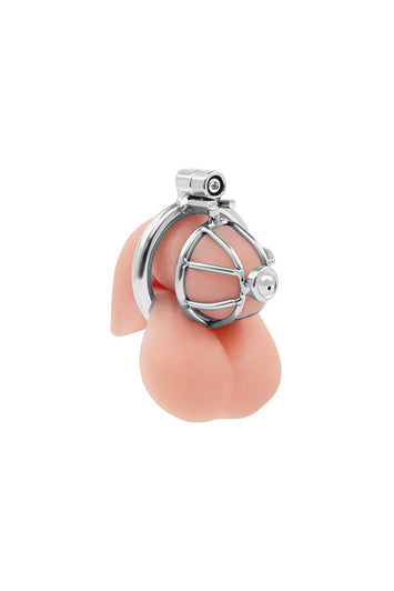 Electric Eel - Lockmaster - Stainless Steel Inverted Micro Chastity Cage With Urethral Straw - Stag Shop