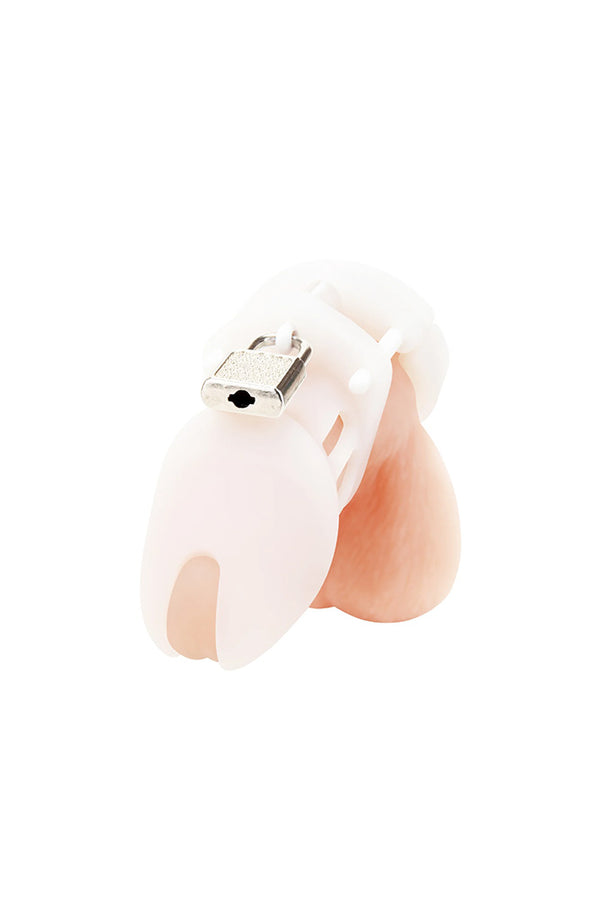 Electric Eel - Blue Line - Silicone Chastity Cage - White - Stag Shop