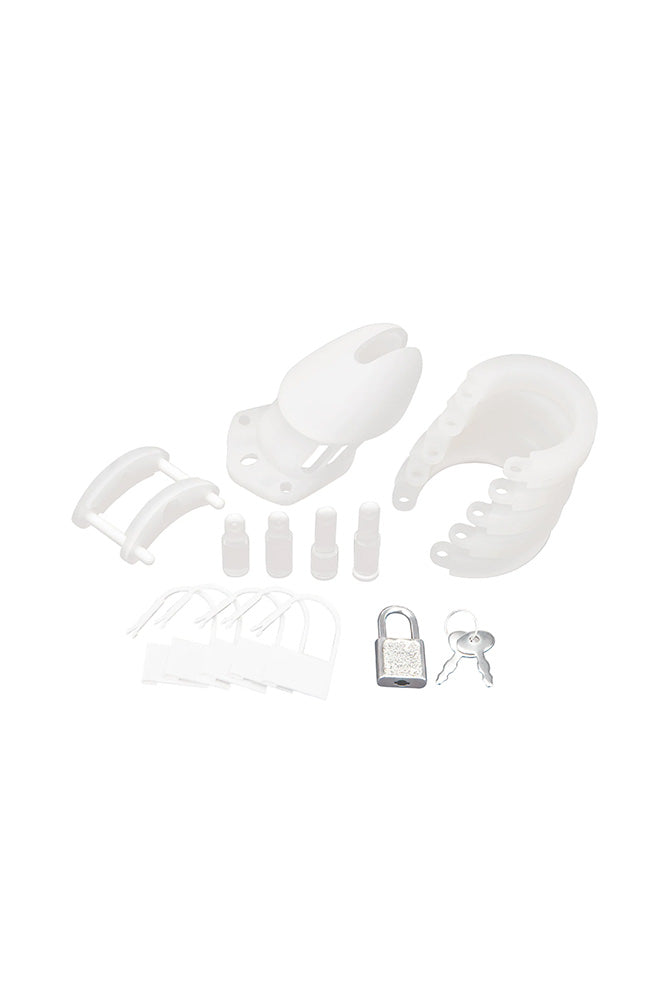 Electric Eel - Blue Line - Silicone Chastity Cage - White - Stag Shop