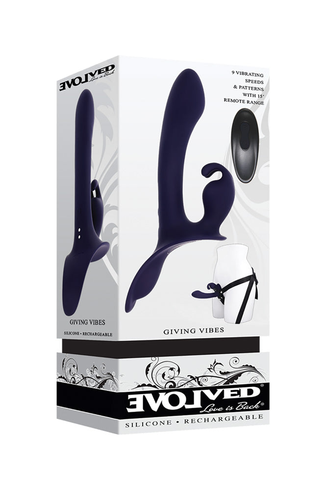 Evolved - Giving Vibes Strap-On Harness With Remote Controlled Rabbit Vibrator - Stag Shop